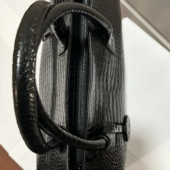 Black Croc-Embossed Handbag - Picture 4 of 11